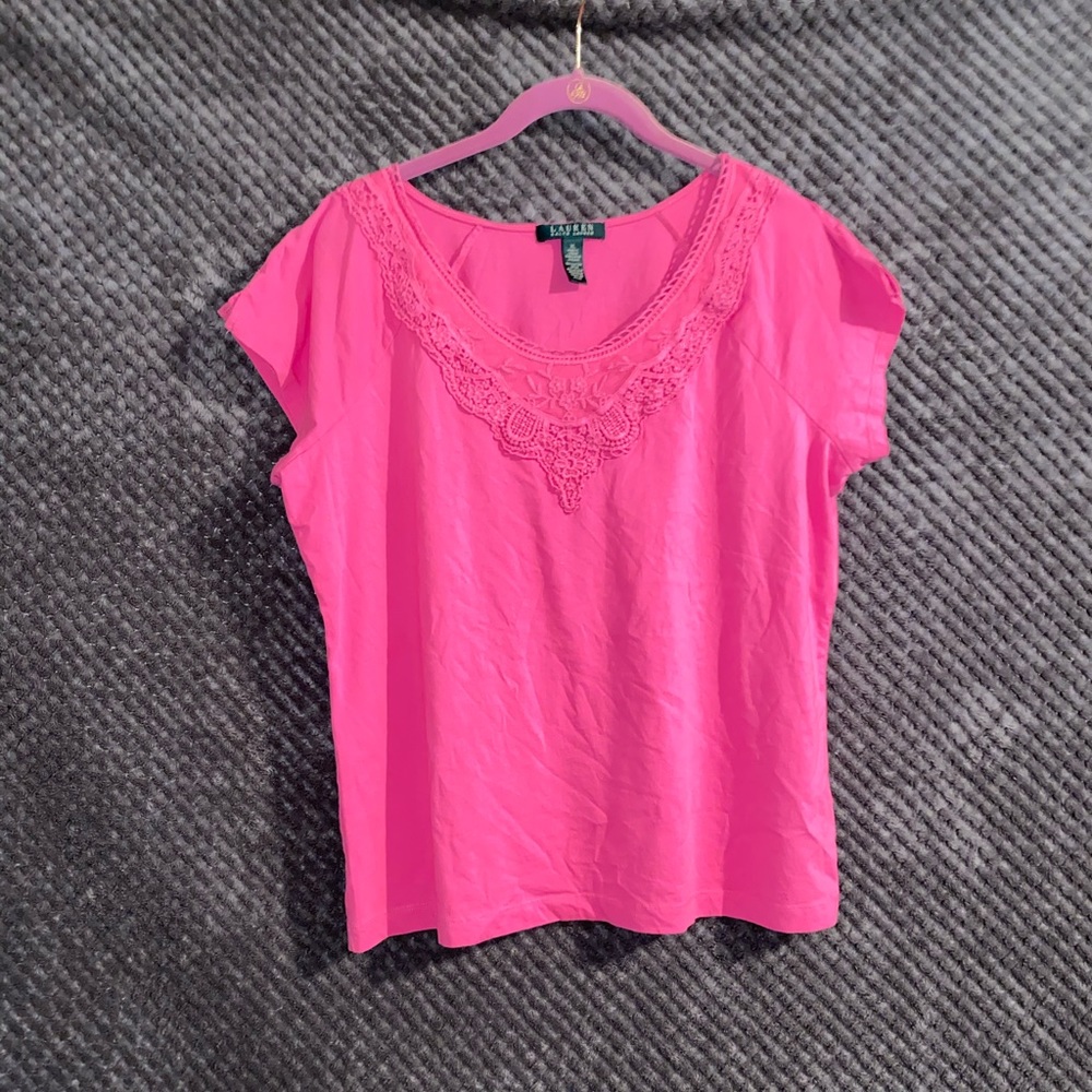 Lauren Ralph Lauren pink shirt.